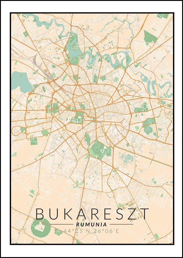 Galeria Plakatu, Plakat, Bukareszt Mapa Kolorowa, 30x40 cm