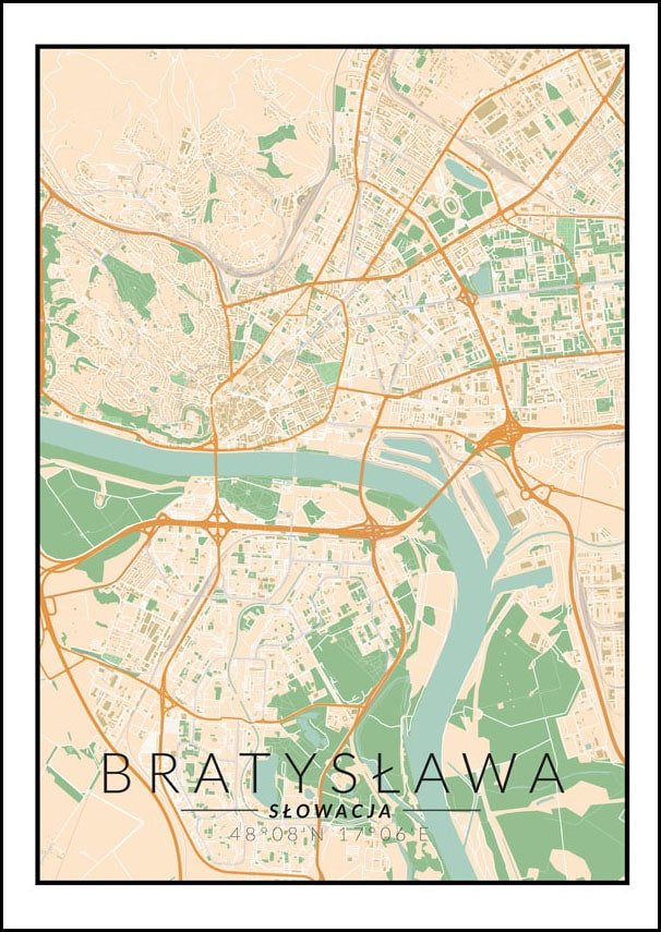 Galeria Plakatu, Plakat, Bratysława Mapa Kolorowa, 61x91,5 cm