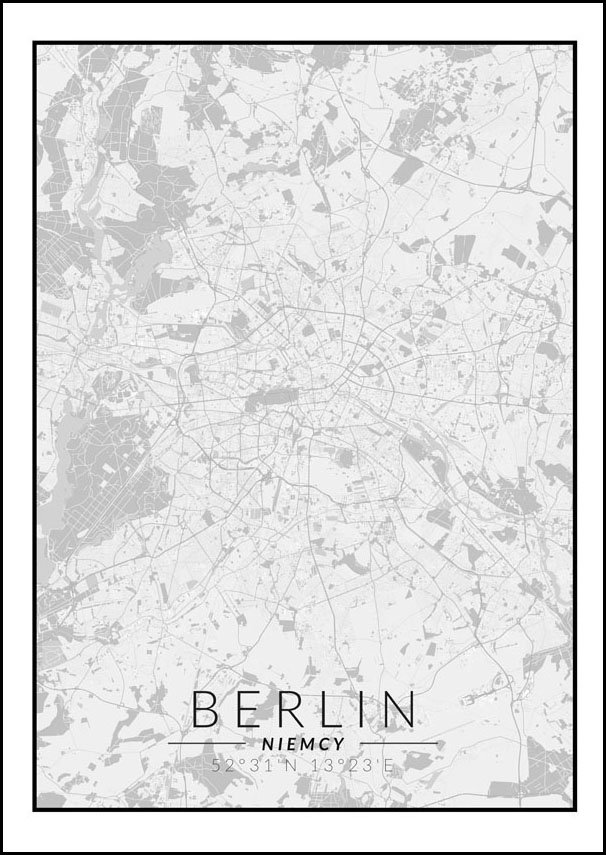 Galeria Plakatu, Plakat, Berlin Mapa Czarno Biała, 61x91,5 cm