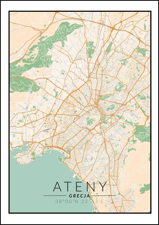 Galeria Plakatu, Plakat, Ateny Mapa Kolorowa, 40x50 cm