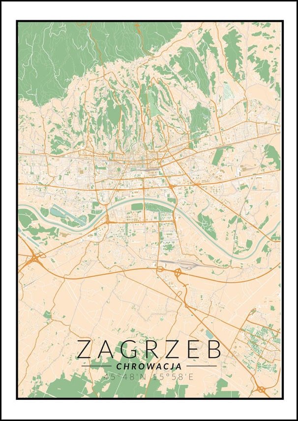 Galeria Plakatu, Plakat, Zagrzeb Mapa Kolorowa, 60x80 cm
