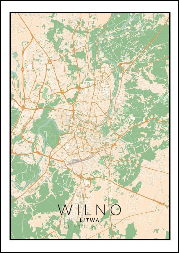 Galeria Plakatu, Plakat, Wilno Mapa Kolorowa, 42x59,4 cm