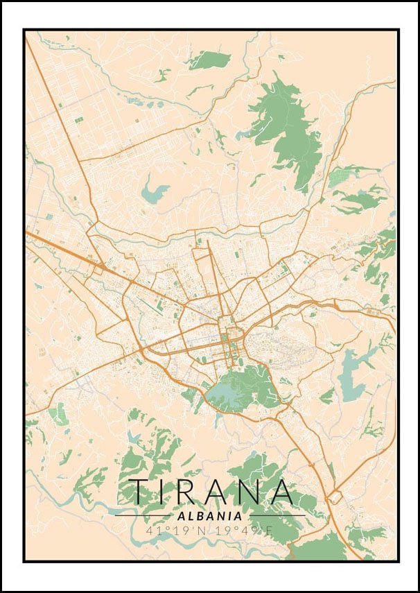 Galeria Plakatu, Plakat, Tirana Mapa Kolorowa, 59,4x84,1 cm
