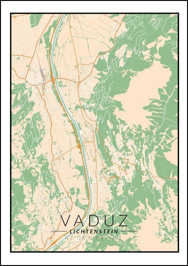 Galeria Plakatu, Plakat, Vaduz Mapa Kolorowa, 21x29,7 cm