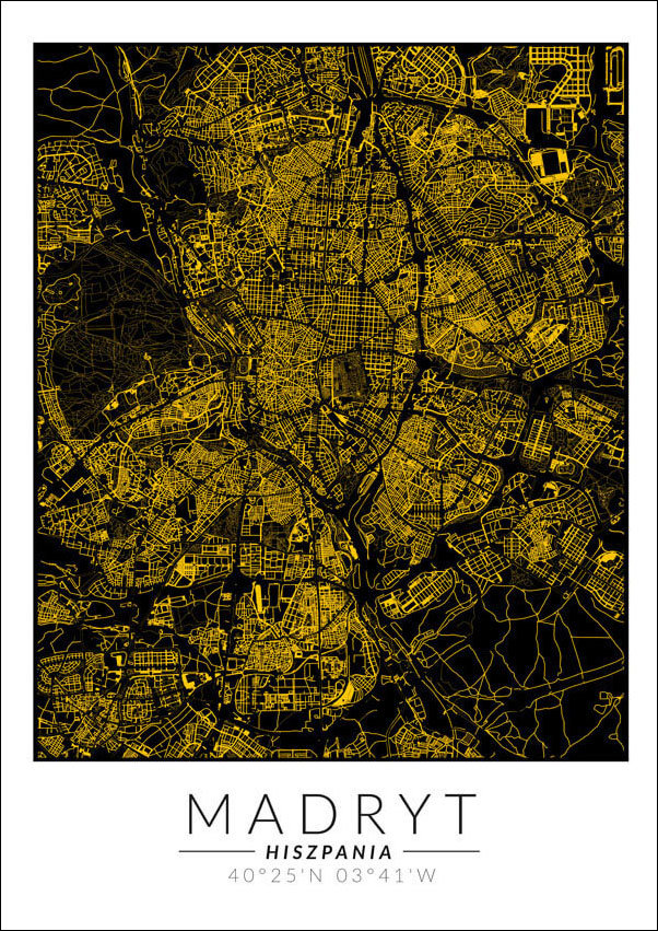 Galeria Plakatu, Plakat, Madryt Złota Mapa, 60x80 cm