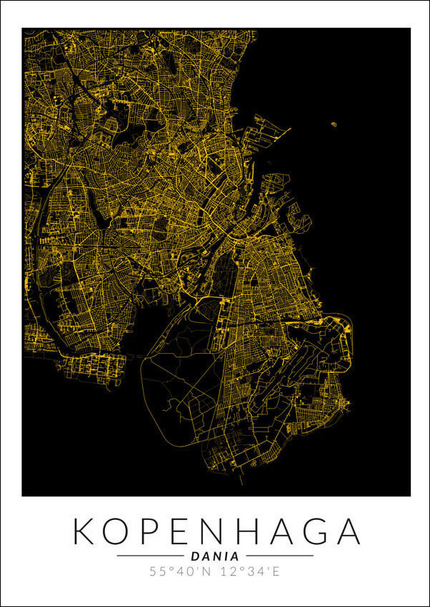 Galeria Plakatu, Plakat, Kopenhaga Złota Mapa, 29,7x42 cm