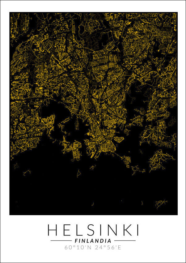 Galeria Plakatu, Plakat, Helsinki Złota Mapa, 60x80 cm