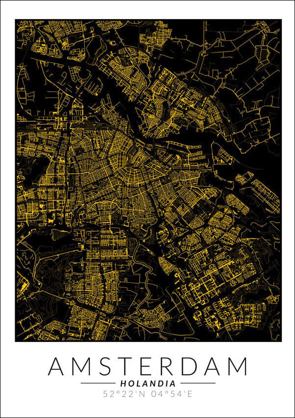 Galeria Plakatu, Plakat, Amsterdam Złota Mapa, 70x100 cm