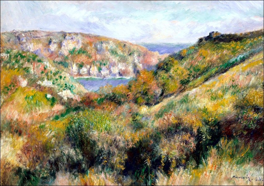 Galeria Plakatu, Plakat, Hills Around The Bay Of Moulin Huet, Guernsey, Auguste Renoir, 70x50 cm