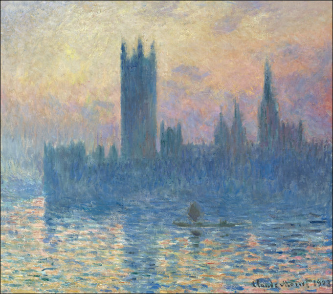 Galeria Plakatu, Plakat, Budynek Parlamentu w Londynie o zachodzie słońca, Claude Monet, 29,7x21 cm