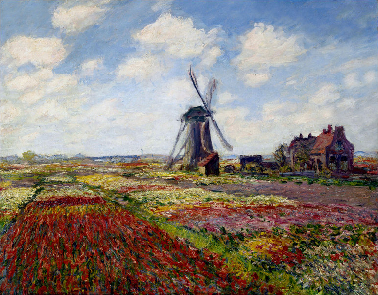 Galeria Plakatu, Plakat, Fields of tulip with the rijnsburg windmill, Claude Monet, 80x60 cm