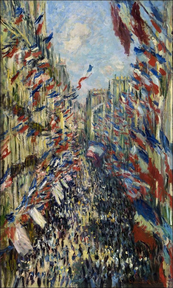 Galeria Plakatu, Plakat, The rue montorgueil in paris celebration of june 30 1878, Claude Monet, 29,7x42 cm