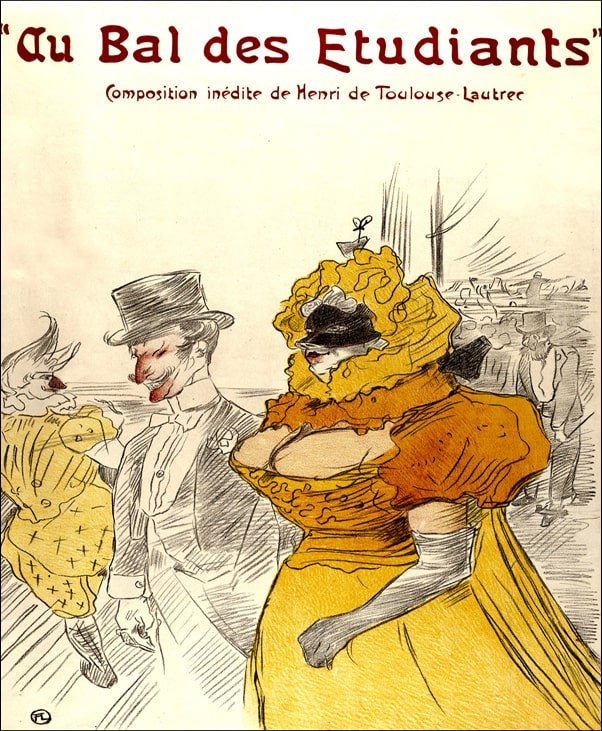 Galeria Plakatu, Plakat, Au Bal des Etudiants, Henri de Toulouse-Lautrec, 40x50 cm