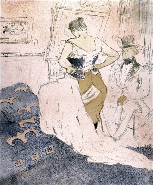 Galeria Plakatu, Plakat, Fastening a Corset, Henri de Toulouse-Lautrec, 50x70 cm