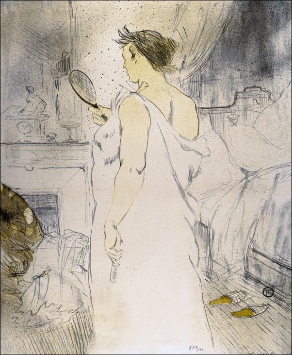 Galeria Plakatu, Plakat, Looking in a Mirror, Henri de Toulouse-Lautrec, 61x91,5 cm