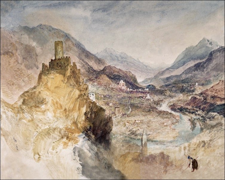 Galeria Plakatu, Plakat, Chatel Argent and the Val d'Aosta from above Villeneuve, William Turner, 30x20 cm