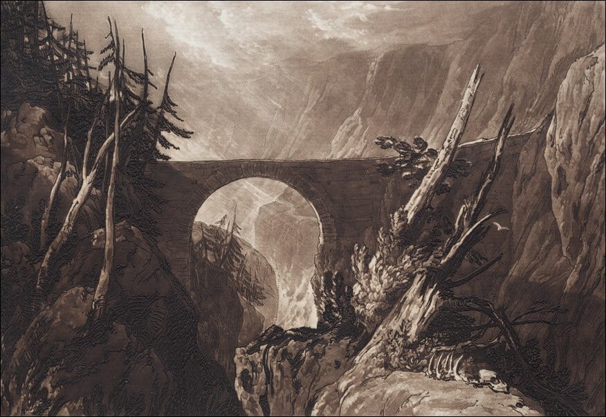 Galeria Plakatu, Plakat, Liber Studiorum Little Devil&rsquo;s Bridge over the Russ, above Altdorft, Swiss, William Turner, 40x30 cm