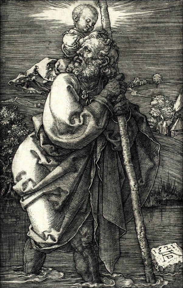 Galeria Plakatu, Plakat, Saint Christopher Facing Left, Albrecht Durer, 70x100 cm