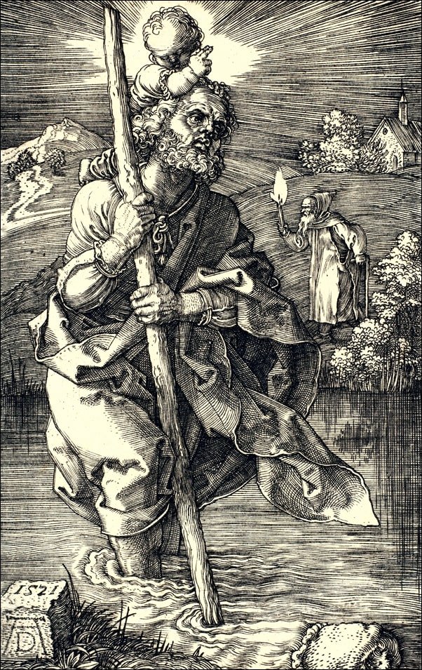 Galeria Plakatu, Plakat, Saint Christopher Facing Right, Albrecht Durer, 40x50 cm