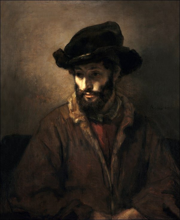 Galeria Plakatu, Plakat, A Bearded Man Wearing a Hat, Rembrandt, 40x50 cm