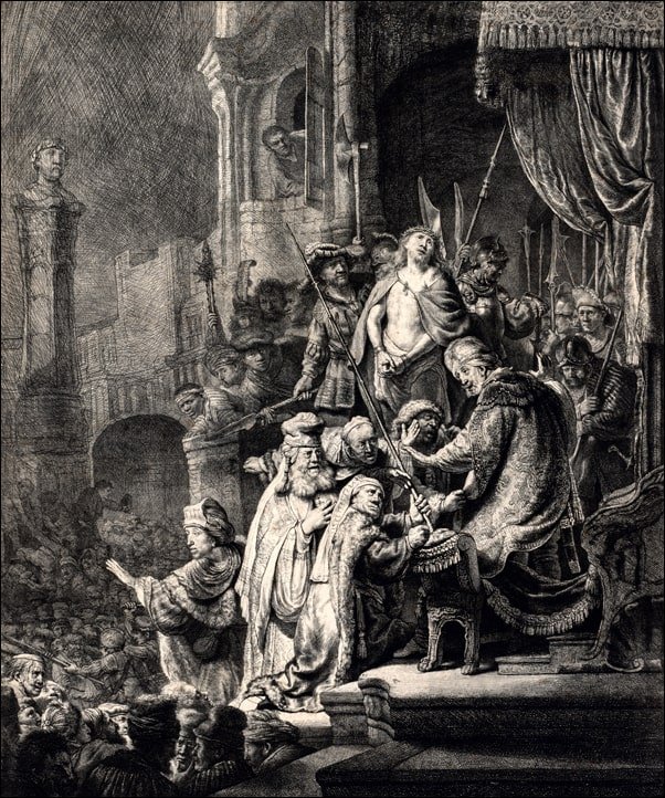 Galeria Plakatu, Plakat, Christ Before Pilate Large Plate, Rembrandt, 50x70 cm