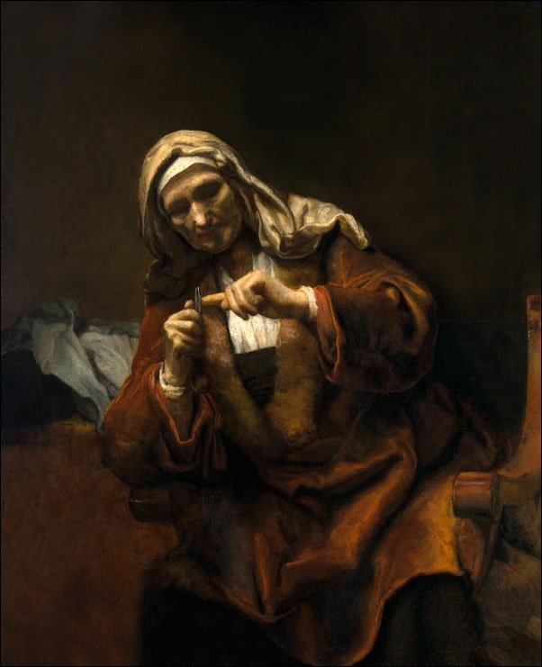 Galeria Plakatu, Plakat, Old Woman Cutting Her Nails, Rembrandt, 50x70 cm