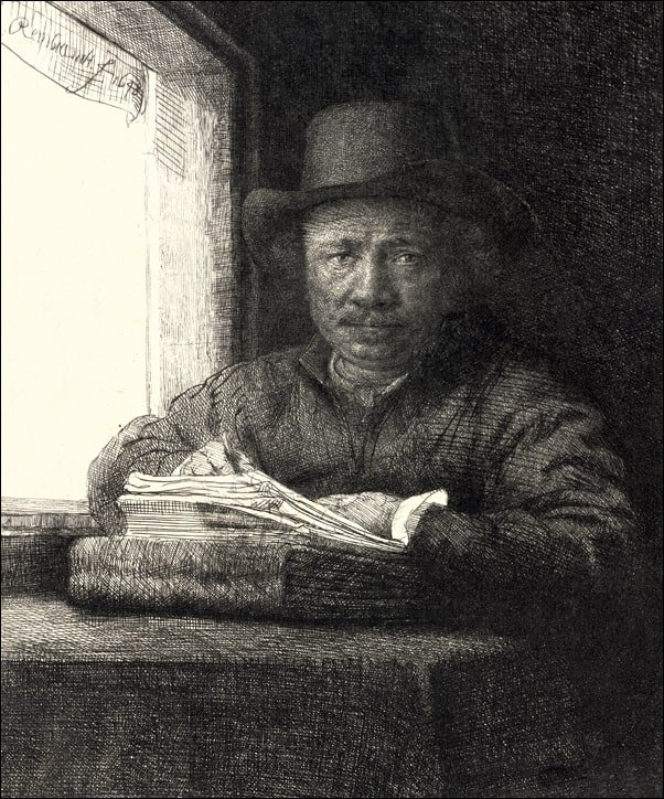 Galeria Plakatu, Plakat, Self Portrait Drawing at a Window, Rembrandt, 50x70 cm