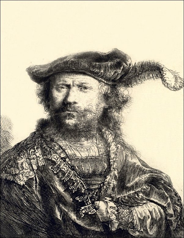 Galeria Plakatu, Plakat, Self Portrait in a Velvet Cap with Plume, Rembrandt, 30x40 cm