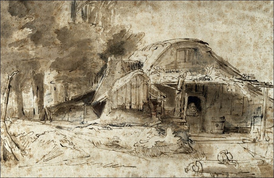 Galeria Plakatu, Plakat, Cottage near the Entrance to a Wood, Rembrandt, 50x40 cm