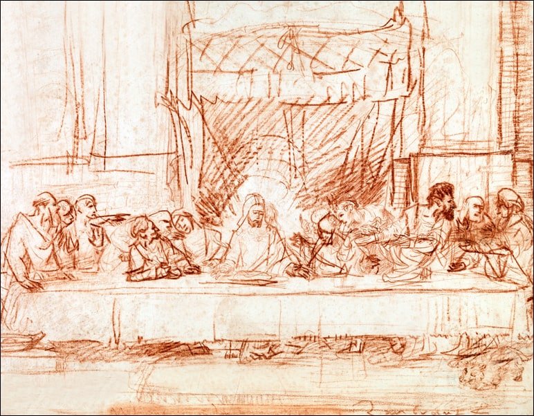 Galeria Plakatu, Plakat, The Last Supper, after Leonardo da Vinci, Rembrandt, 50x40 cm