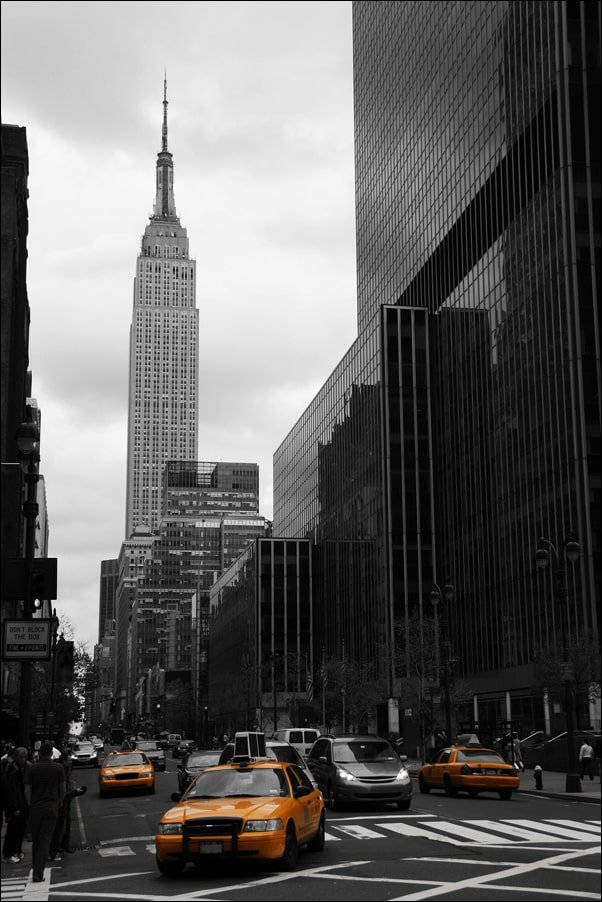 Galeria Plakatu, Plakat, Yellow taxis on 35th street, New York, 40x60 cm