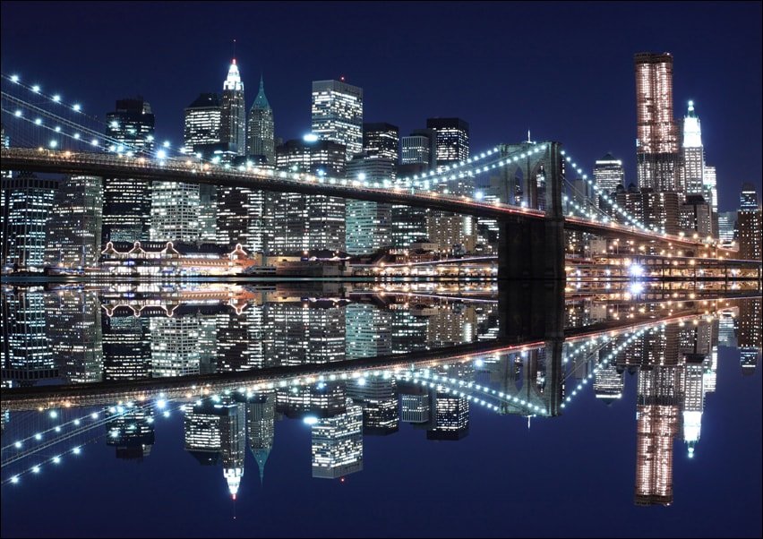 Galeria Plakatu, Plakat, New York Brooklyn Bridge night, 30x20 cm
