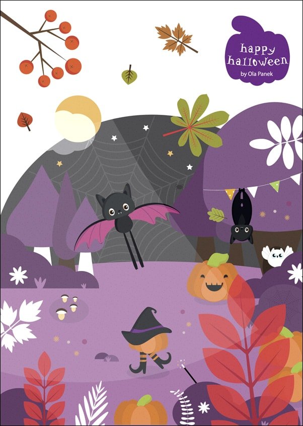 Galeria Plakatu, Plakat, Zaczarowany las halloween dynie, 30x40 cm
