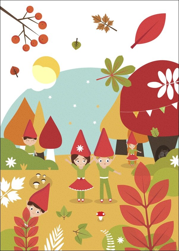 Galeria Plakatu, Plakat, Zaczarowany las jesień krasnoludki, 61x91,5 cm