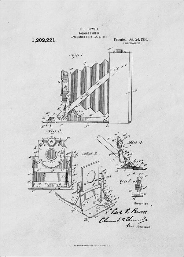 Galeria Plakatu, Plakat, Patent Kamera Składana Projekt z 1916, 70x100 cm