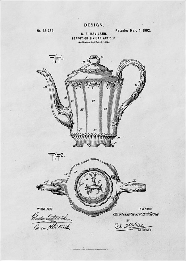Galeria Plakatu, Plakat, Patent Haviland Dzbanek na herbatę Projekt z 1902, 21x29,7 cm