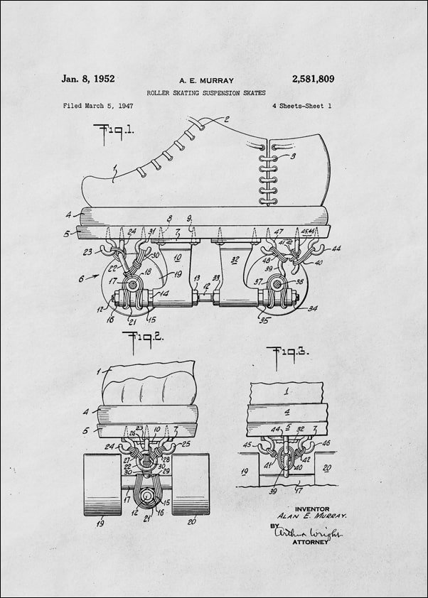 Galeria Plakatu, Plakat, Patent Łyżworolki Projekt z1952, 50x70 cm