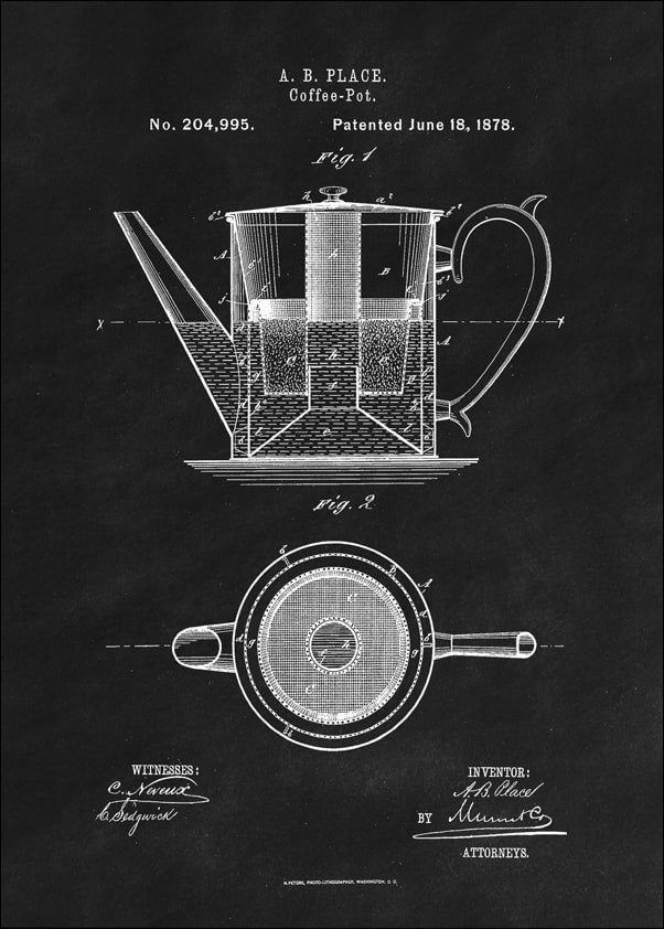 Galeria Plakatu, Plakat, Patent Kawiarka Projekt z1878, black, 29,7x42 cm
