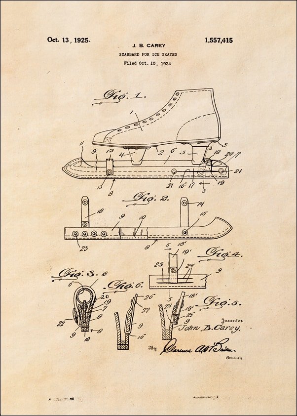 Galeria Plakatu, Plakat, Patent Łyżwy Projekt z 1925, sepia, 59,4x84,1 cm