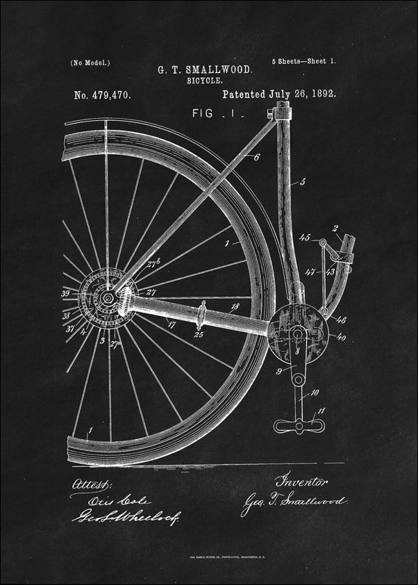 Galeria Plakatu, Plakat, Patent Rower Projekt z 1892, black, 70x100 cm