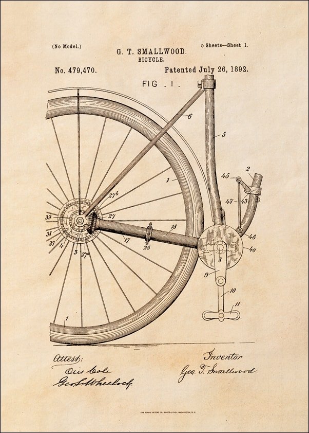 Galeria Plakatu, Plakat, Patent Rower Projekt z 1892, sepia, 50x70 cm