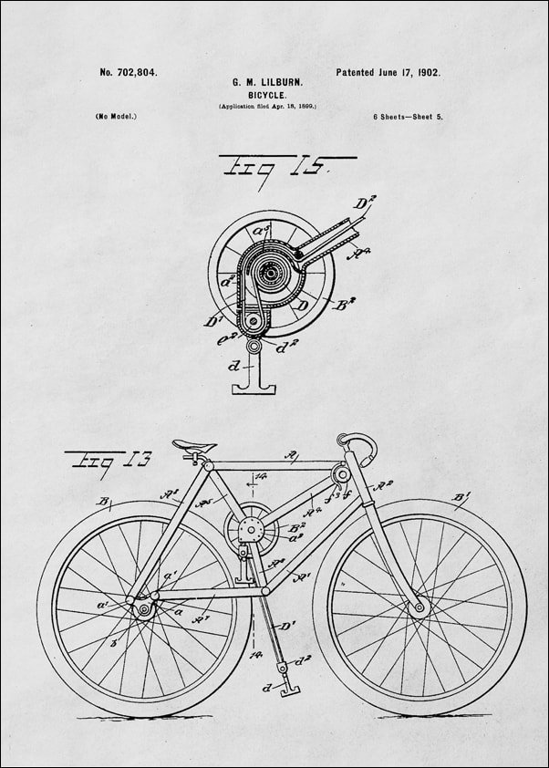 Galeria Plakatu, Plakat, Patent Rower Projekt z 1902, 50x70 cm