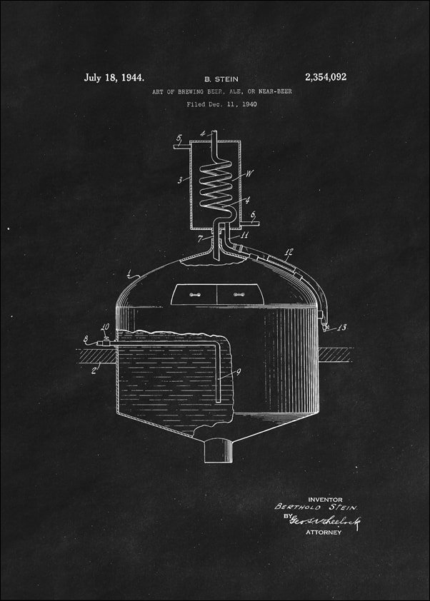 Galeria Plakatu, Plakat, Patent Sztuka Warzenia Piwa Projekt z 1944, black, 42x59,4 cm