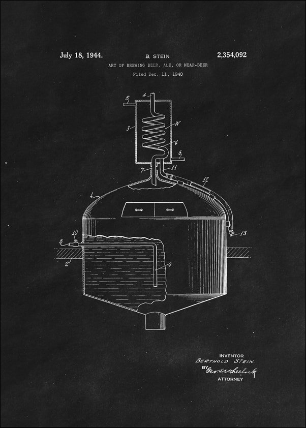 Galeria Plakatu, Plakat, Patent Sztuka Warzenia Piwa Projekt z 1944, black, 50x70 cm