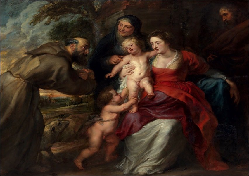 Galeria Plakatu, Plakat, The Holy Family with Saints Francis and Anne and the Infant Saint John the Baptist, Rubens, 50x40 cm