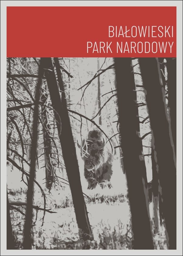 Galeria Plakatu, Parki Narodowe, Bialowieża red, 30x40 cm