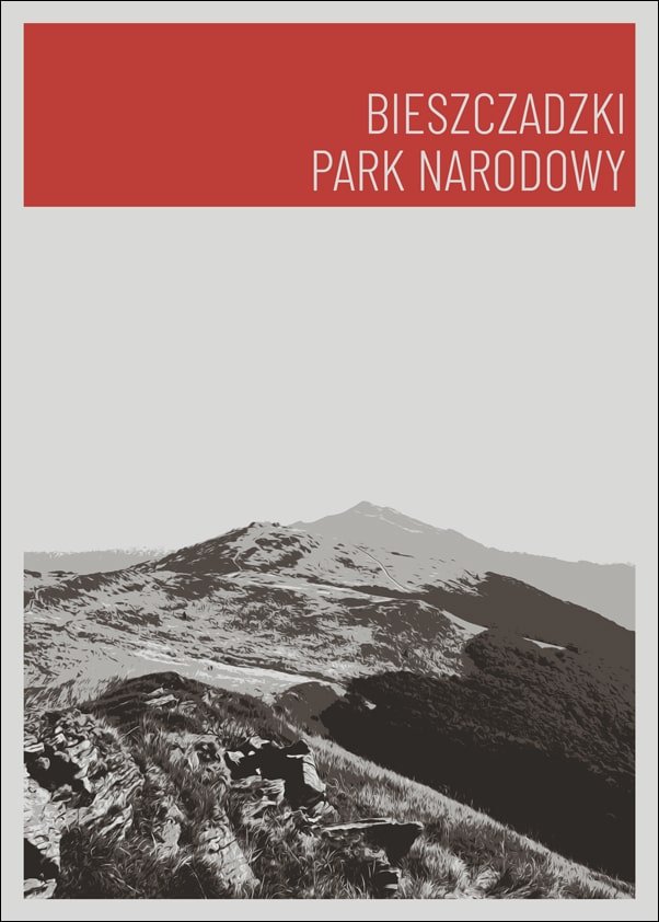 Galeria Plakatu, Parki Narodowe, Bieszczady red, 50x70 cm