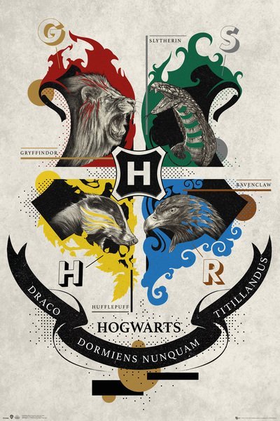 Galeria Plakatu, Harry Potter Hogwart Zwierzęta Herby, 61x91,5 cm