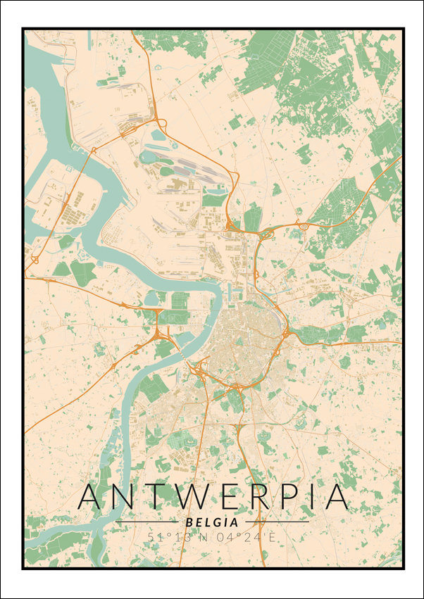 Galeria Plakatu, Antwerpia mapa kolorowa, 42x59,4 cm