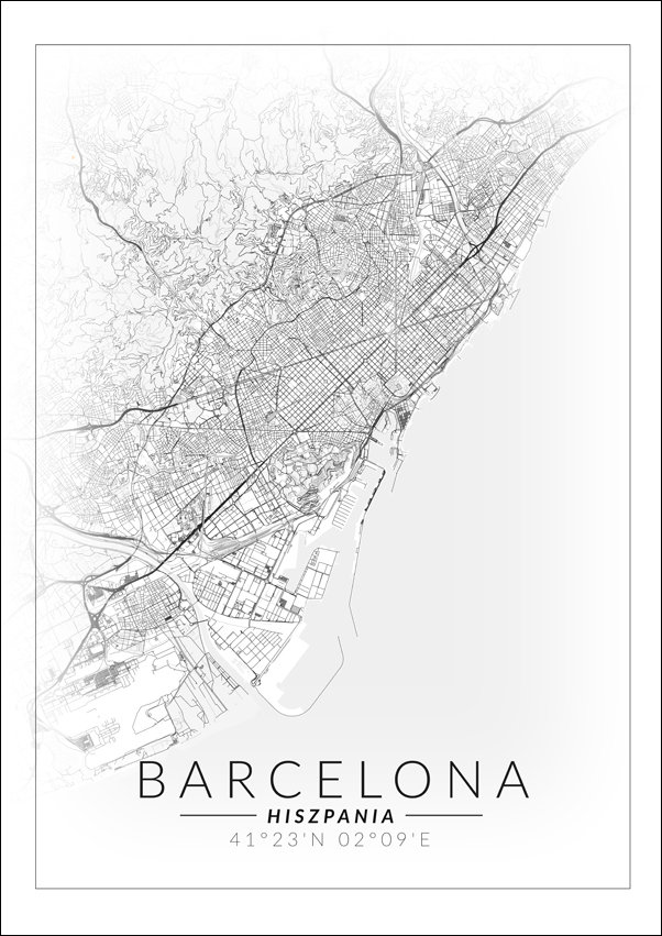 Galeria Plakatu, Barcelona mapa invert, 20x30 cm
